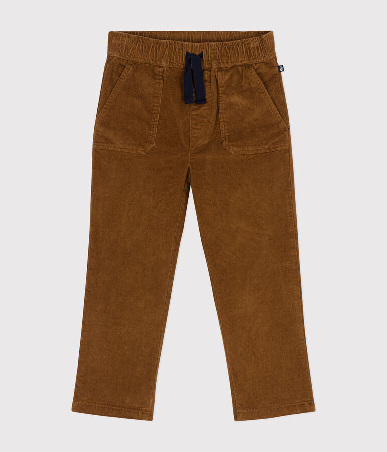 Pantalon droit en velours enfant gar&ccedil;on marron CUIVRE