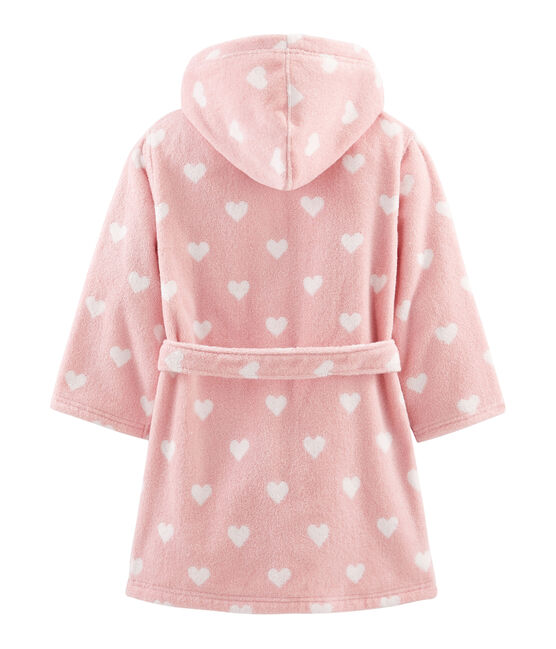 Peignoir petite fille en éponge rose CHARME/blanc MARSHMALLOW