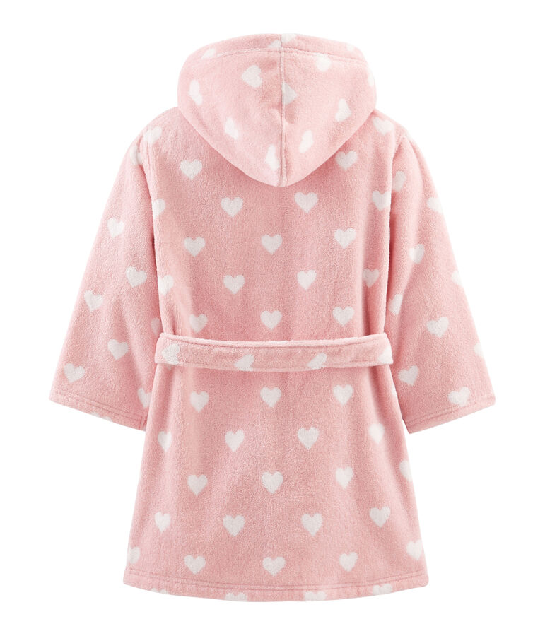 Peignoir petite fille en &eacute;ponge rose/blanc
