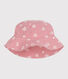 CAPELINE EN GAZE DE COTON A FLEURS ROSE ENFANT FILLE