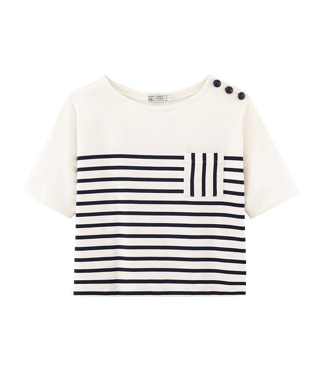 Marini&egrave;re manches courtes femme blanc/bleu