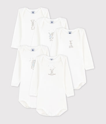 Lot de 5 bodies manches longues lapin bébé en coton