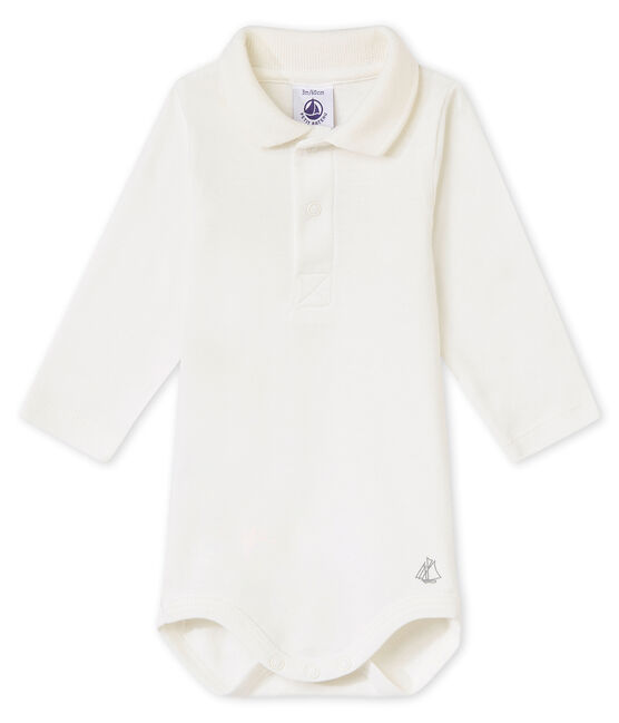 Body col polo bébé garçon blanc MARSHMALLOW