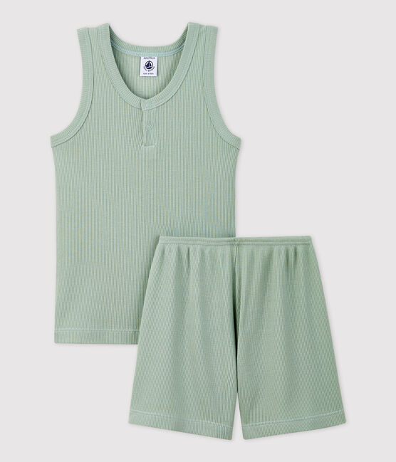 Pyjacourt uni jade petit garçon en coton lyocell vert HERBIER