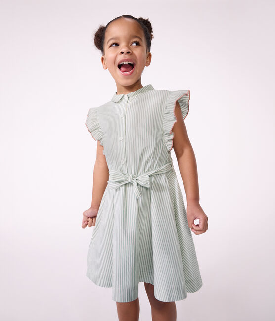 Robe sans manche enfant en coton à rayures PAUL/ ECUME