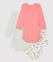 Lot de 3 bodies manches longues fleurs bébé fille en coton biologique variante 1