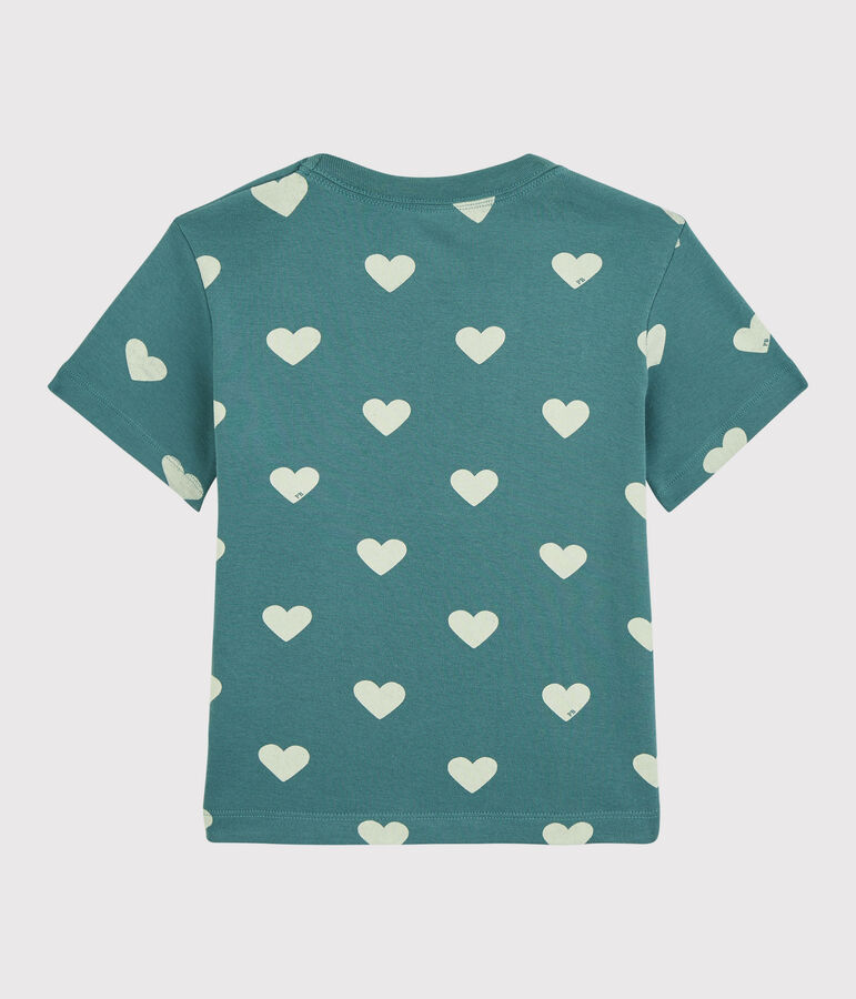 T-shirt manches courtes en coton enfant gar&ccedil;on vert/&eacute;cru