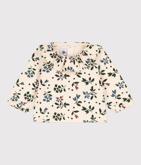 Blouse manches longues bébé imprimée en gaze de coton blanc AVALANCHE/ MULTICO