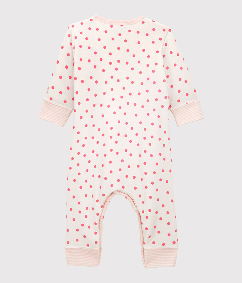 Combinaison ouatin&eacute;e sans pieds b&eacute;b&eacute; en coton blanc MARSHMALLOW/rose PETAL