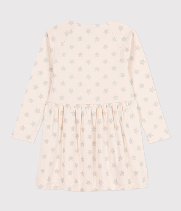 Robe manches longues en tubique imprim&eacute; enfant fille &eacute;cru/gris