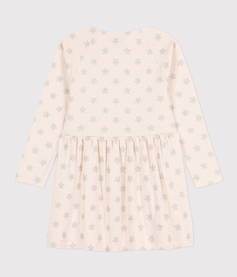 Robe manches longues en tubique imprim&eacute; enfant fille &eacute;cru/gris