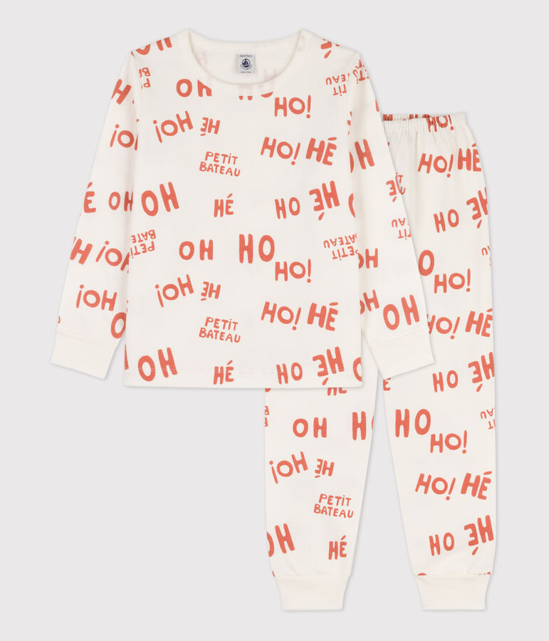Pyjama en molleton enfant blanc MARSHMALLOW/ BRANDY