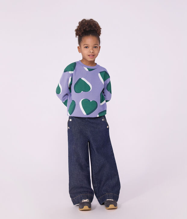Pantalon wide leg enfant en denim bleu