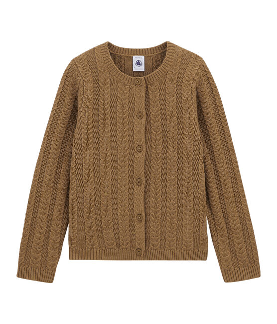 Cardigan en laine et coton marron BRINDILLE