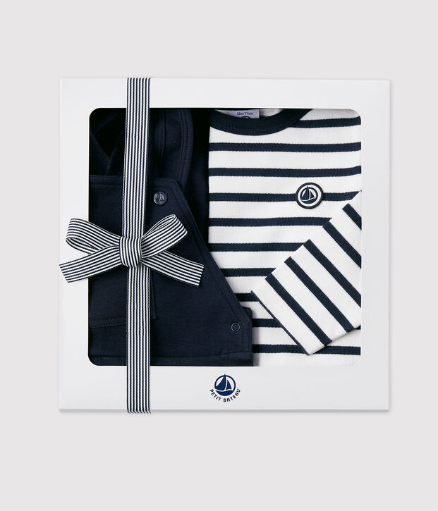 Coffret cadeau b&eacute;b&eacute; salopette et marini&egrave;re multicouleur