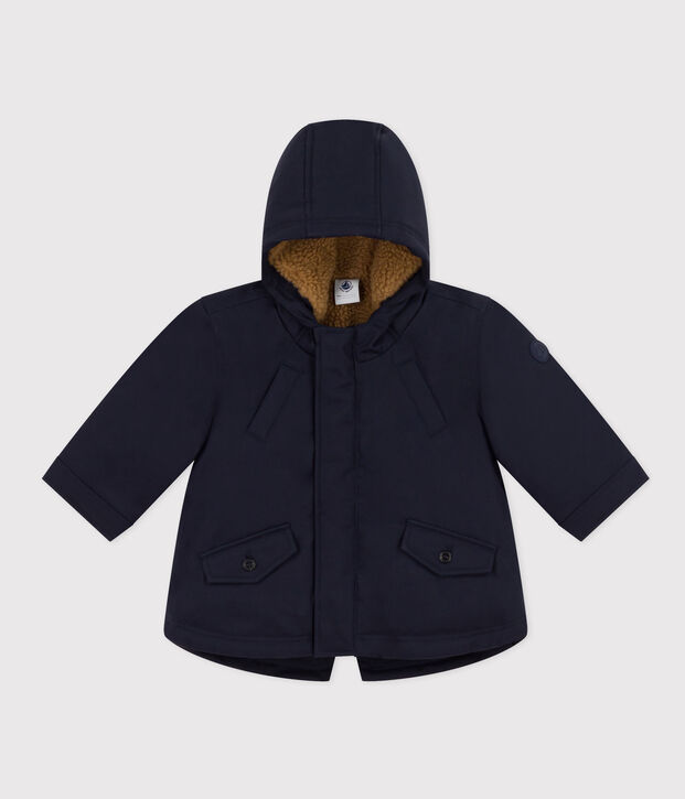 Parka doubl&eacute;e sherpa b&eacute;b&eacute; bleu