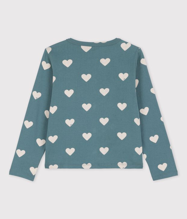Cardigan imprim&eacute; en coton enfant fille vert/&eacute;cru