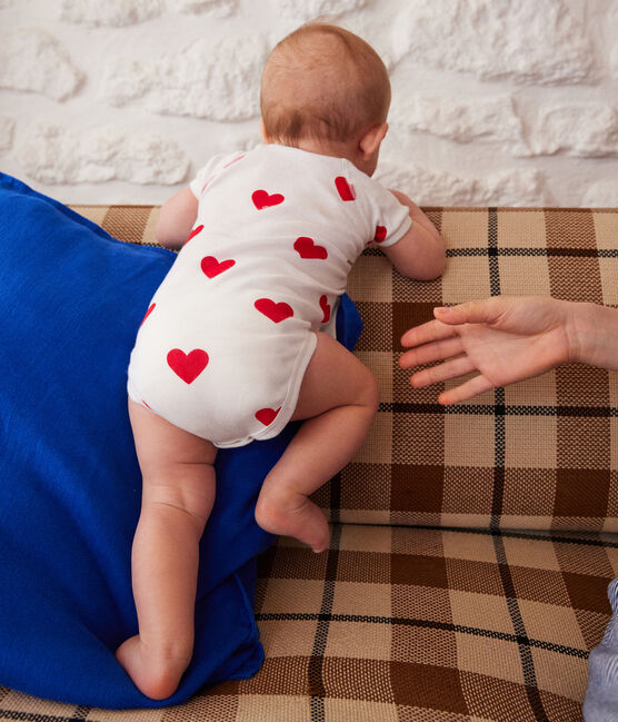 Lot de 3 bodies croisés manches courtes en coton cœurs bébé variante 1
