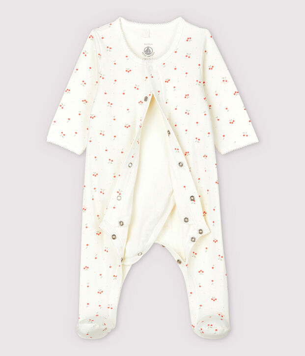 Bodyjama cerises b&eacute;b&eacute; en tubique en coton biologique blanc/multicouleur