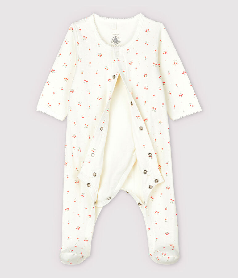 Bodyjama cerises b&eacute;b&eacute; en tubique en coton biologique blanc MARSHMALLOW/blanc MULTICO
