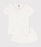 Pyjama short enfant en coton ajouré imprimé fleuri blanc MARSHMALLOW/blanc MULTICO