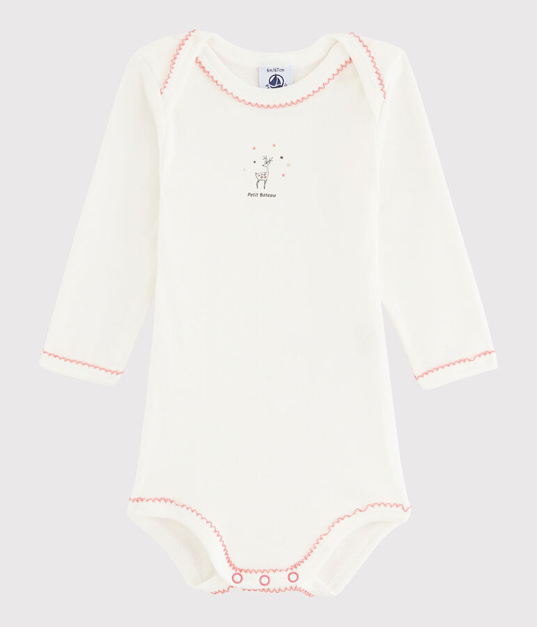 Body manches longues b&eacute;b&eacute; fille blanc