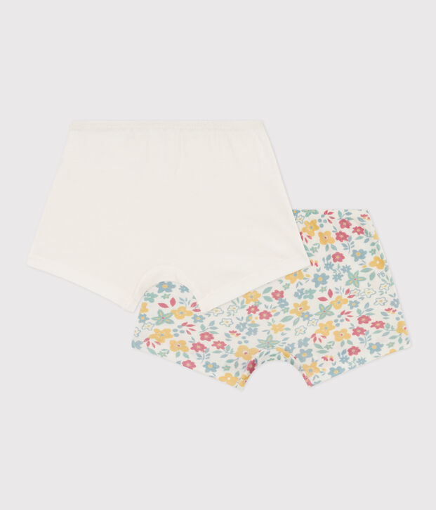 Lot de 2 shorties fleurs en coton petite fille multicouleur