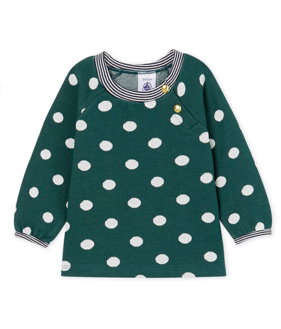 Blouse manches longues bébé fille imprimée vert SOUSBOIS/blanc MARSHMALLOW