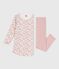 Chemise de nuit et legging enfant en velours imprimé fleurs rose JOLI/blanc MULTICO