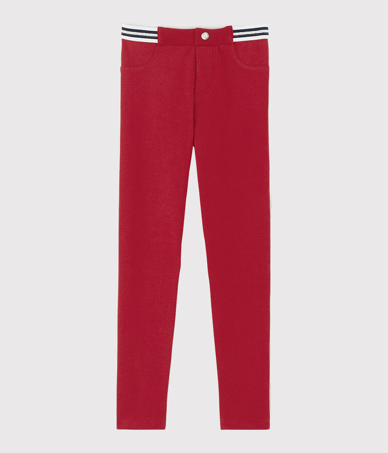 Jegging en coton &eacute;lasthanne enfant fille rouge TERKUIT