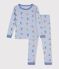 Pyjama tr&egrave;s ajust&eacute; enfant en coton imprim&eacute; bleu/blanc/multicouleur