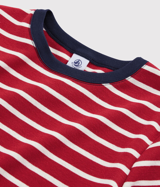 T-shirt iconique col rond Femme rouge/blanc