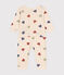 Pyjama cœurs sans pieds en coton bébé blanc AVALANCHE/ MULTICO