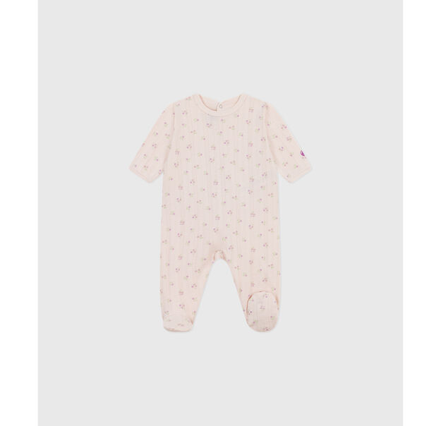 Dors bien en c&ocirc;te pointelle. beige/rose/multicouleur