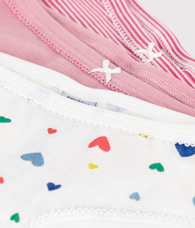 Lot de culottes enfant en coton taille haute imprim&eacute; c&oelig;urs multicouleur