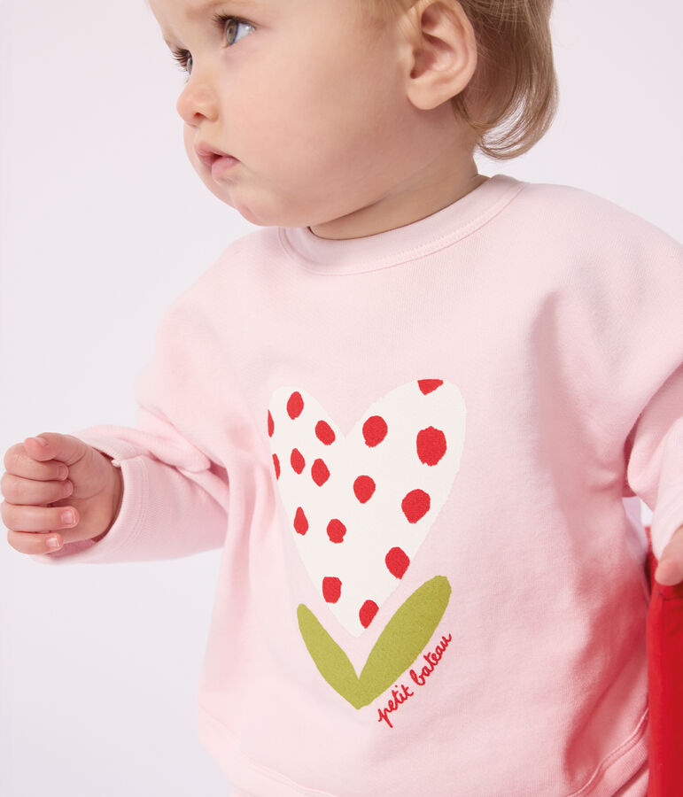 Sweatshirt &agrave; capuche b&eacute;b&eacute; en coton &agrave; motifs rose BARELY
