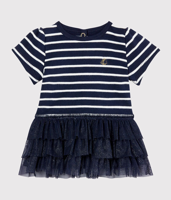 Robe Rayure Mariniere Et Tulle Bebe Fille Smoking Coquille Petit Bateau