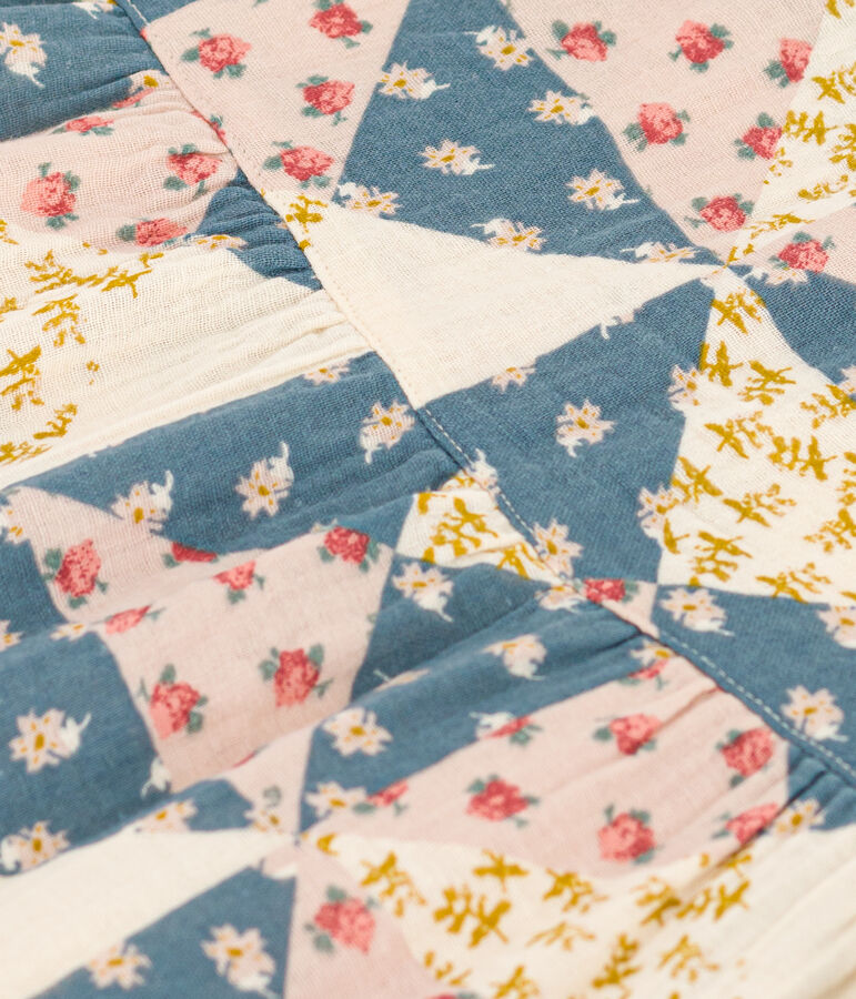 Robe manches courtes en gaze de coton imprim&eacute; b&eacute;b&eacute; blanc AVALANCHE/ MULTICO