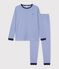 Pyjama enfant en coton &agrave; rayures bleu/blanc