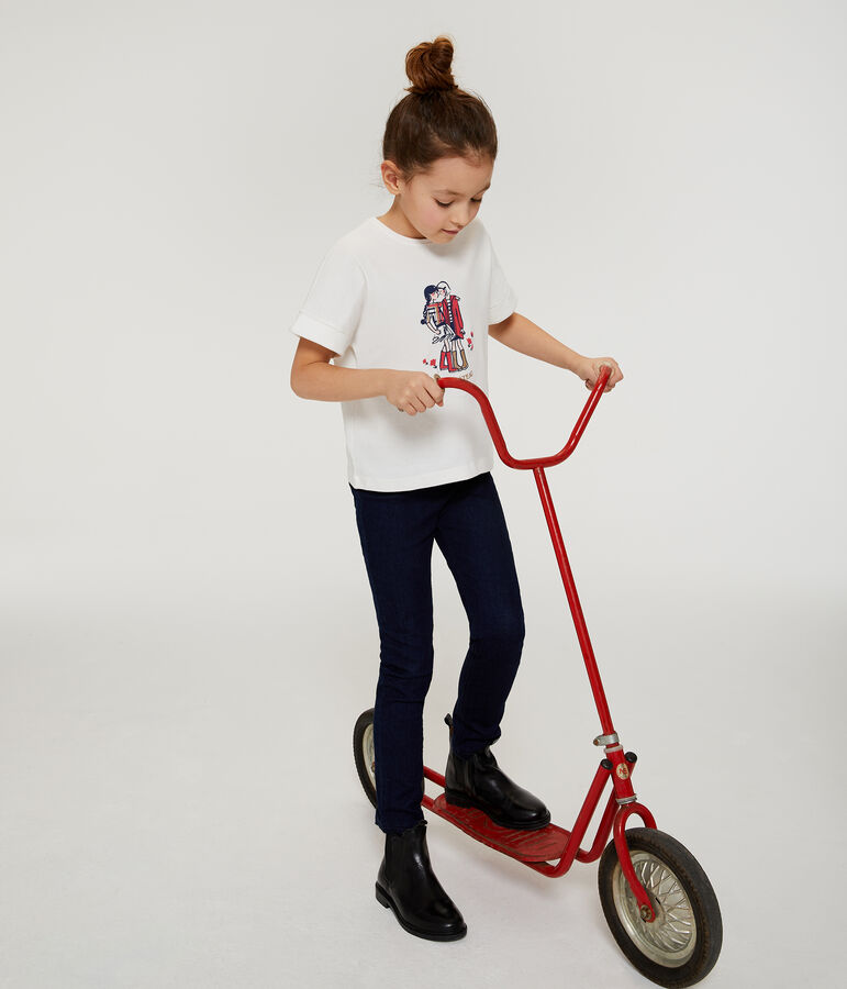 Tee shirt manches courtes enfant fille blanc