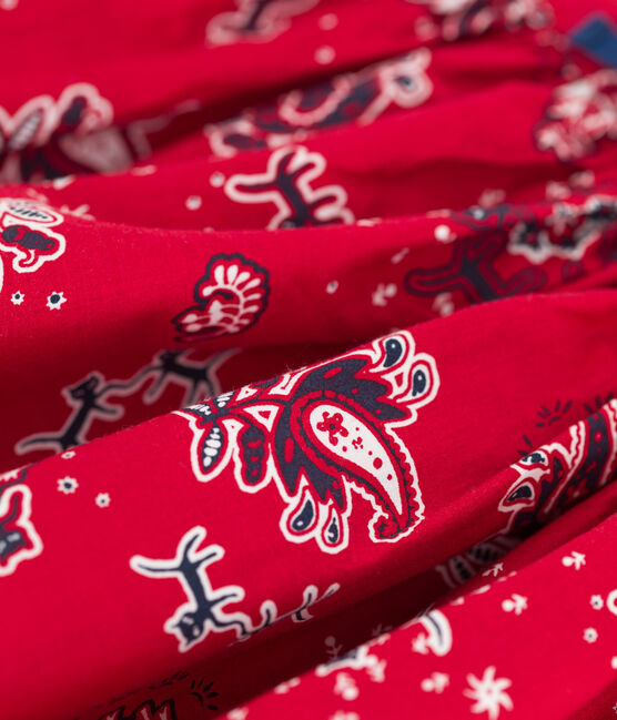 Jupe en popeline imprimée enfant fille rouge TERKUIT/blanc MULTICO