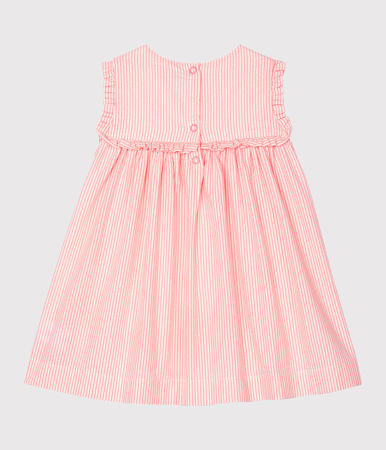 Robe sans manches b&eacute;b&eacute; fille ray&eacute;e blanc MARSHMALLOW/rose ROSAKO