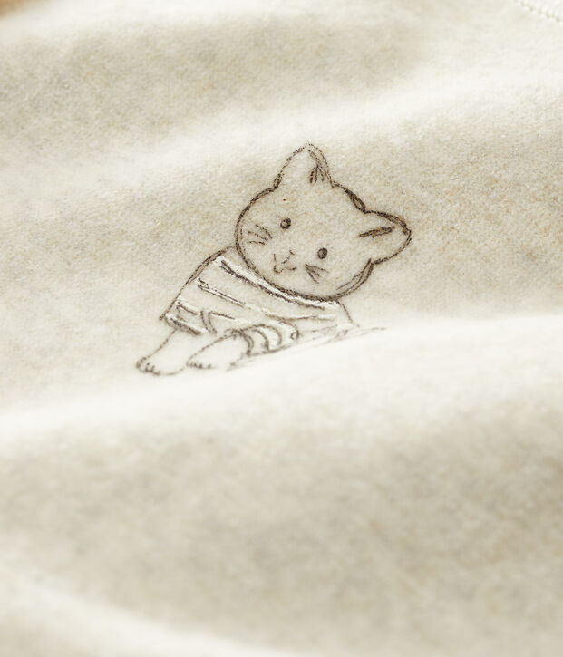 Dors-bien chat b&eacute;b&eacute; en velours beige chin&eacute;