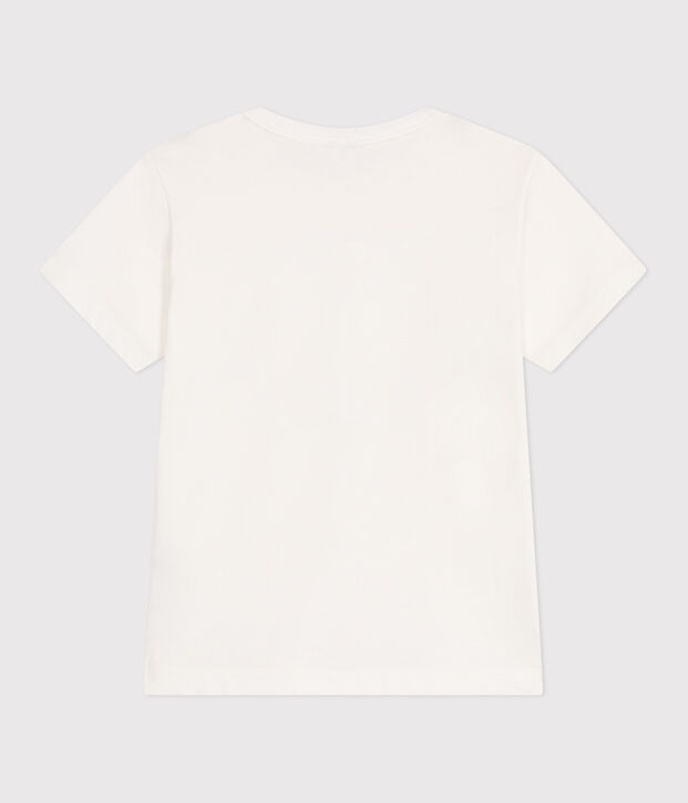 Teeshirt enfant en coton manches courtes imprim&eacute; blanc