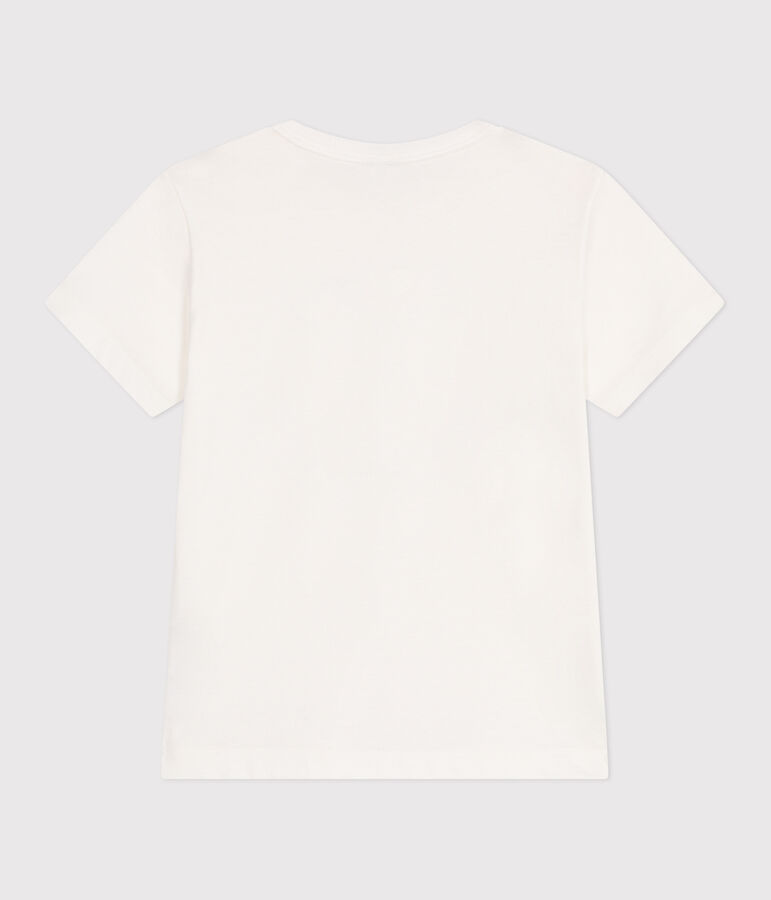 Teeshirt enfant en coton manches courtes imprim&eacute; blanc MARSHMALLOW