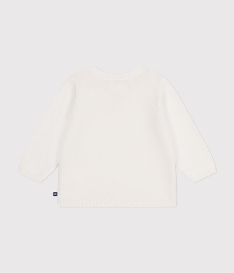 Cardigan en tricot de coton ajour&eacute; b&eacute;b&eacute; blanc MARSHMALLOW