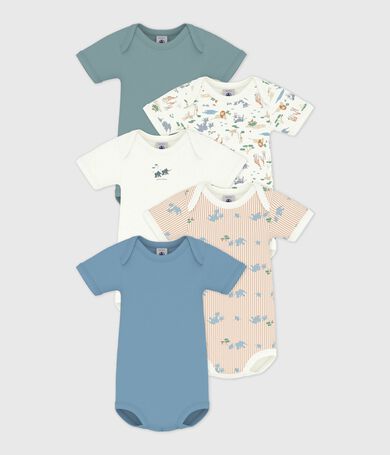 Lot de bodies manches courtes en coton imprim&eacute; b&eacute;b&eacute;