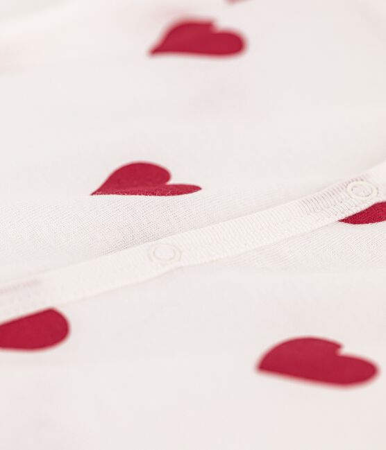 Combinaison courte cœur bébé en coton blanc MARSHMALLOW/rouge TERKUIT