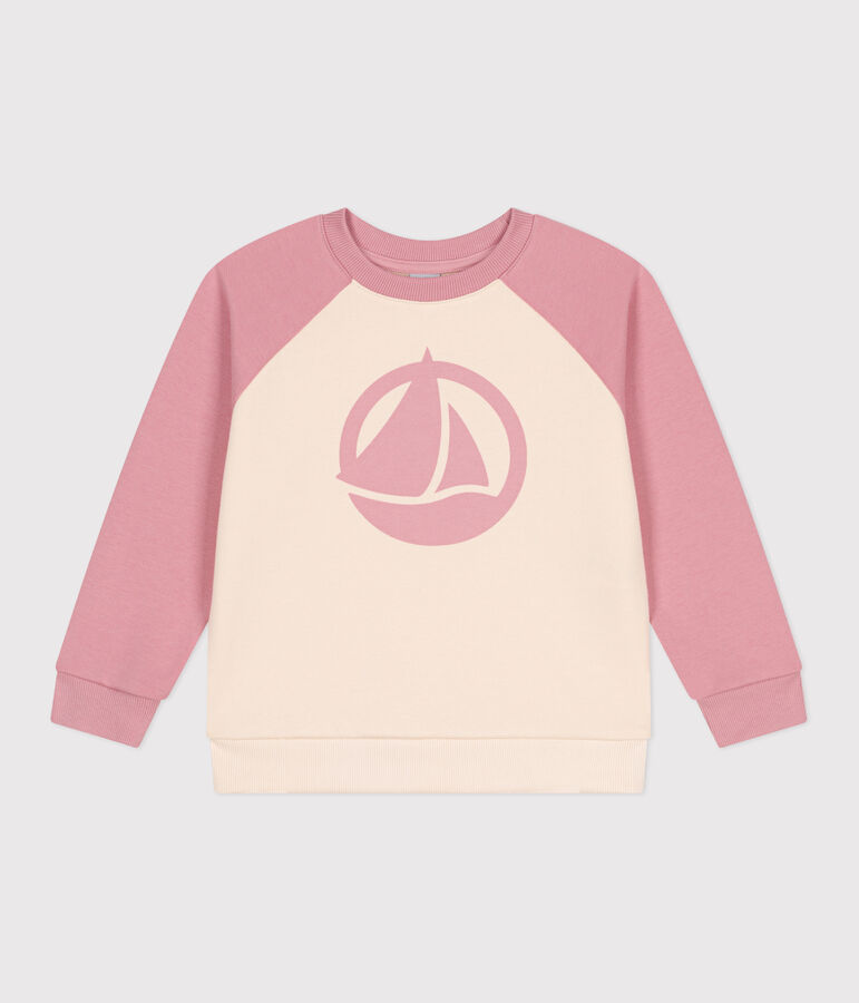 Sweatshirt enfant mixte en coton rose CHARME/blanc MULTICO