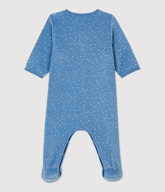 Dors-bien petites étoiles bébé en velours de coton biologique bleu ALASKA/blanc MARSHMALLOW